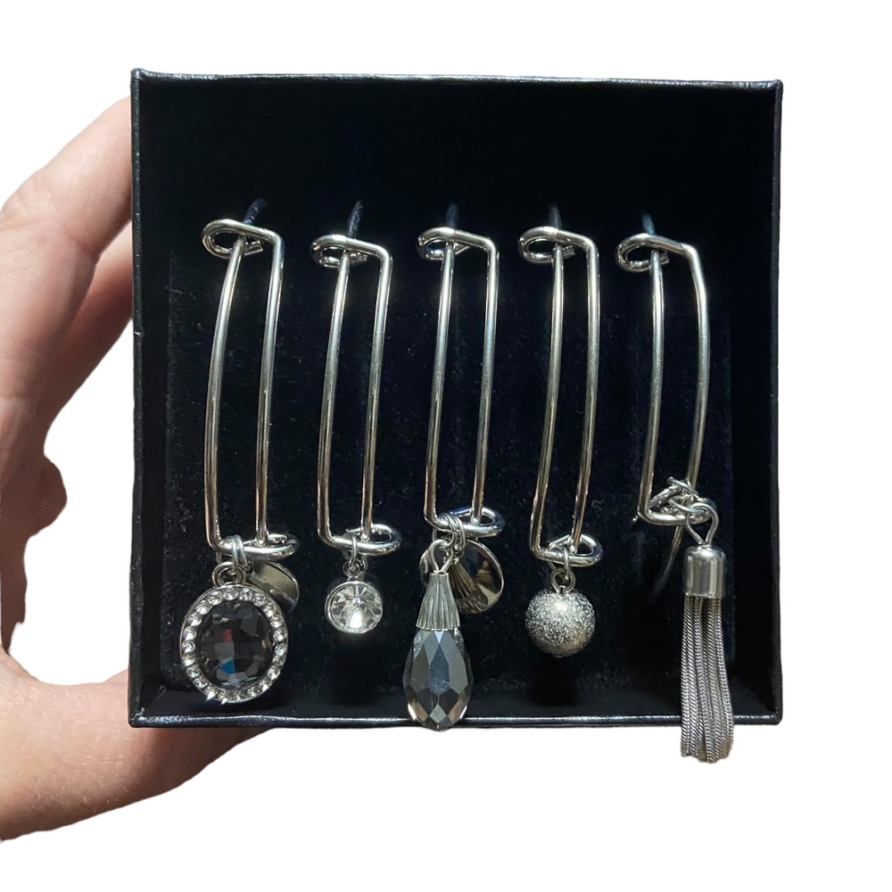 C&B Christopher & Banks Silver-Tone Expandable Bracelet 5-Piece Boxed Set